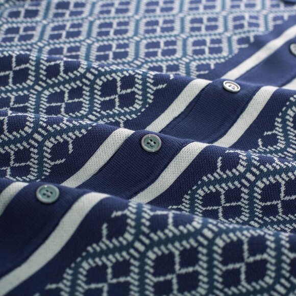 Men's Polo Shirts 70s Vintage Shirts Contrast Knitted Polo Shirts - Picture 7 of 8